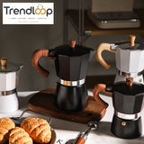 VINTAGE WOODEN HANDLE MOKA POT ESPRESSO MAKER