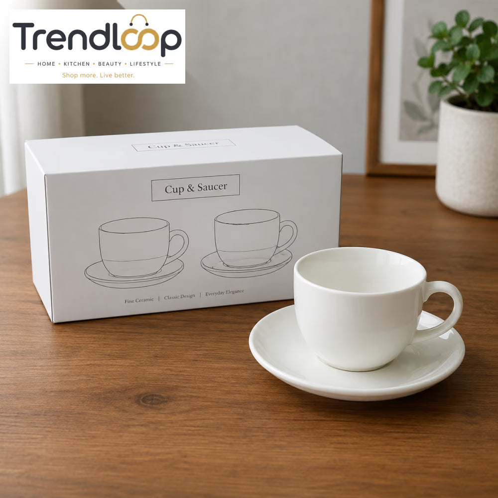 DANNY HOME 6 PIECE OPAL GLASS CUP & SAUCER SET 250ML – BW20-109/6C