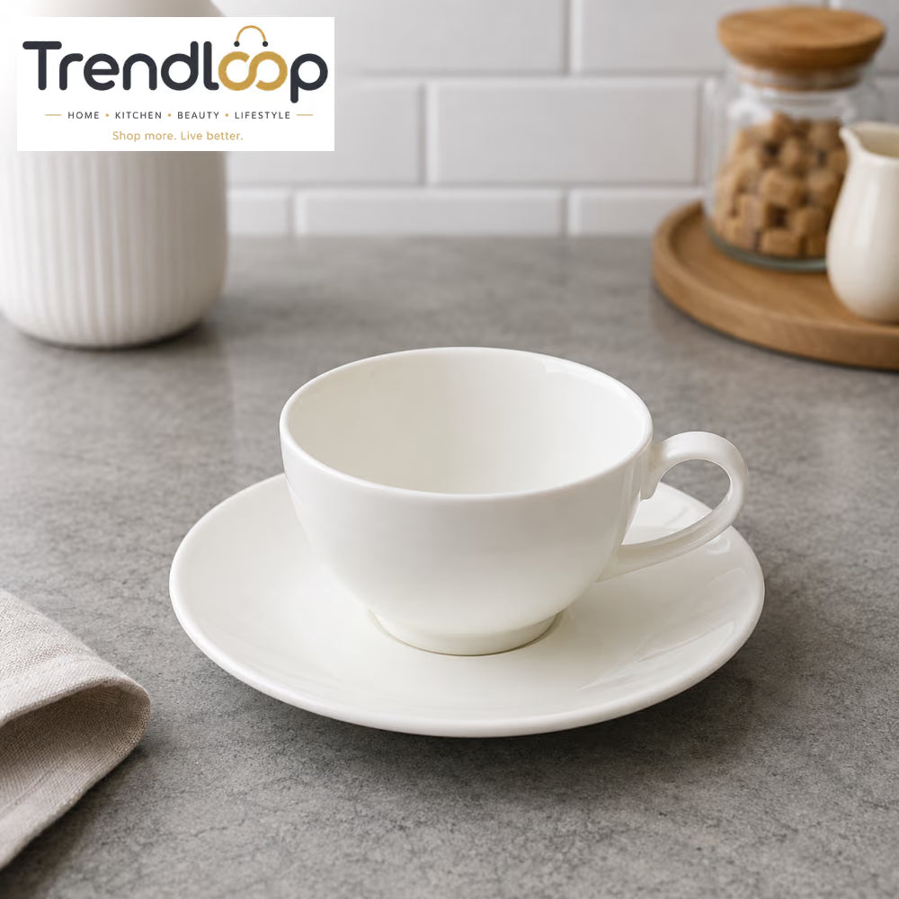 DANNY HOME 6 PIECE OPAL GLASS CUP & SAUCER SET 260ML – BW20-07/6C