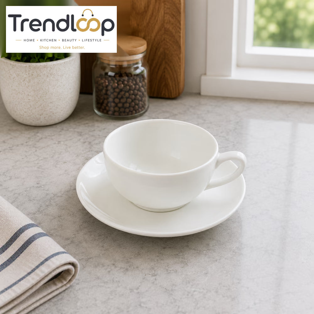 DANNY HOME 12 PIECE OPAL GLASS CUP & SAUCER SET 220ML – BW20-05/6C