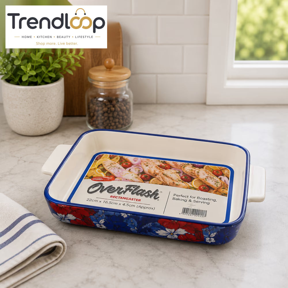 DANNY HOME DECORATIVE STONEWARE RECTANGULAR BAKEWARE DISH WITH HANDLES 30.5 CM – ASC006-KP2
