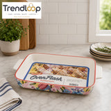 DANNY HOME COLORFUL DECORATIVE STONEWARE RECTANGULAR BAKEWARE DISH WITH HANDLES – ASC004-KP2