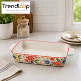 DANNY HOME COLORFUL DECORATIVE STONEWARE RECTANGULAR BAKEWARE DISH WITH HANDLES – ASC004-KP1