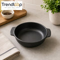 DANNY HOME MATTE BLACK STONEWARE ROUND BAKEWARE DISH WITH HANDLES 8 INCH – 80YKP
