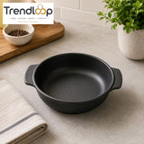 DANNY HOME MATTE BLACK STONEWARE ROUND BAKEWARE DISH WITH HANDLES 8 INCH – 80YKP