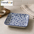 DANNY HOME BLUE FLORAL PORCELAIN SQUARE SERVING PLATE 8.0 INCH – 80FTP
