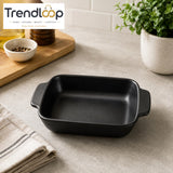 DANNY HOME MATTE BLACK STONEWARE RECTANGULAR BAKING & SERVING DISH WITH HANDLES 7.0 INCH – 70CFKP