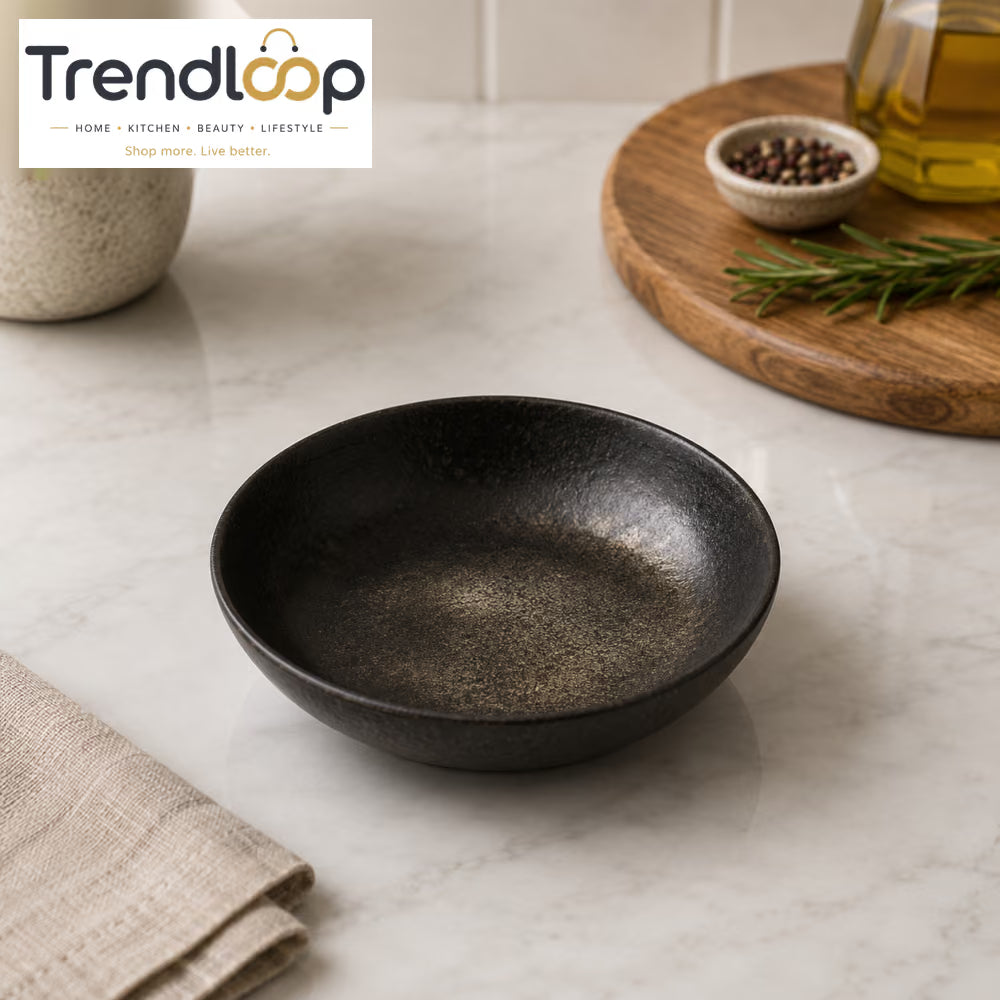 DANNY HOME MATTE BLACK ROUND STONEWARE SERVING BOWL 32.5 CM – 325WD