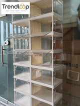 SPACE-SAVING FOLDABLE SHOE CABINET WITH CLEAR DISPLAY DOORS 18-COMPARTMENT