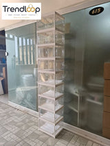 SPACE-SAVING FOLDABLE SHOE CABINET WITH CLEAR DISPLAY DOORS 9-COMPARTMENT