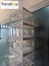 SPACE-SAVING FOLDABLE SHOE CABINET WITH CLEAR DISPLAY DOORS 9-COMPARTMENT