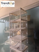 SPACE-SAVING FOLDABLE SHOE CABINET WITH CLEAR DISPLAY DOORS 9-COMPARTMENT