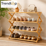 HOMDELUX MULTILAYER BAMBOO FOLDABLE SHOE RACK - 5 LAYERS