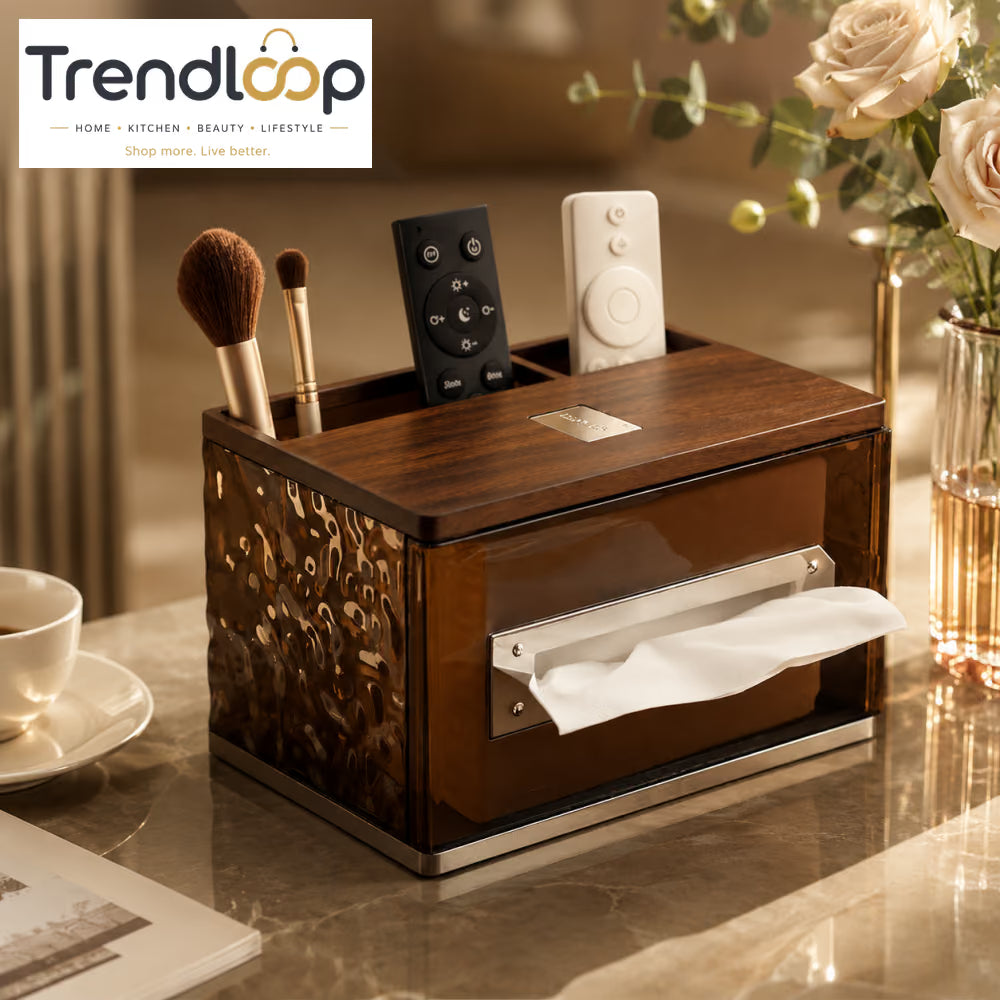 GLACIER PATTERN REMOTE CONTROL & TISSUE ORGANIZER BOX