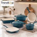 11-PIECE OSFE ENAMELED CAST IRON COOKWARE SET MULTIFUNCTIONAL KITCHEN COLLECTION - BLUE