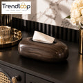 LUXURY OVAL WOOD-GRAIN TISSUE STORAGE BOX