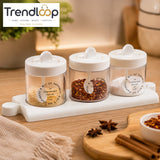 PREMIUM 3-PIECE SPICE JAR SET WITH TRAY & SPOONS