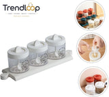 PREMIUM 3-PIECE SPICE JAR SET WITH TRAY & SPOONS