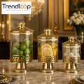 PREMIUM ACRYLIC STORAGE JAR SET WITH GOLDEN STAND - 3 PIECES