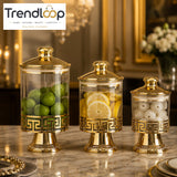 PREMIUM ACRYLIC STORAGE JAR SET WITH GOLDEN STAND - 3 PIECES