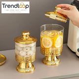 PREMIUM ACRYLIC STORAGE JAR SET WITH GOLDEN STAND - 3 PIECES