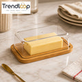 MINIMALIST BUTTER DISH WITH BAMBOO TRAY
