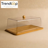 ACRYLIC CAKE & DESSERT DISPLAY COVER WITH BAMBOO TRAY