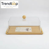 ACRYLIC CAKE & DESSERT DISPLAY COVER WITH BAMBOO TRAY