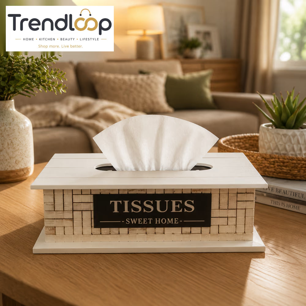 PREMIUM WOODEN DECORATIVE TISSUE BOX HOLDER