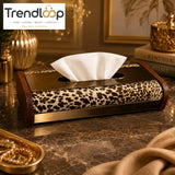 LUXURY LEOPARD PRINT DECORATIVE TISSUE BOX HOLDER