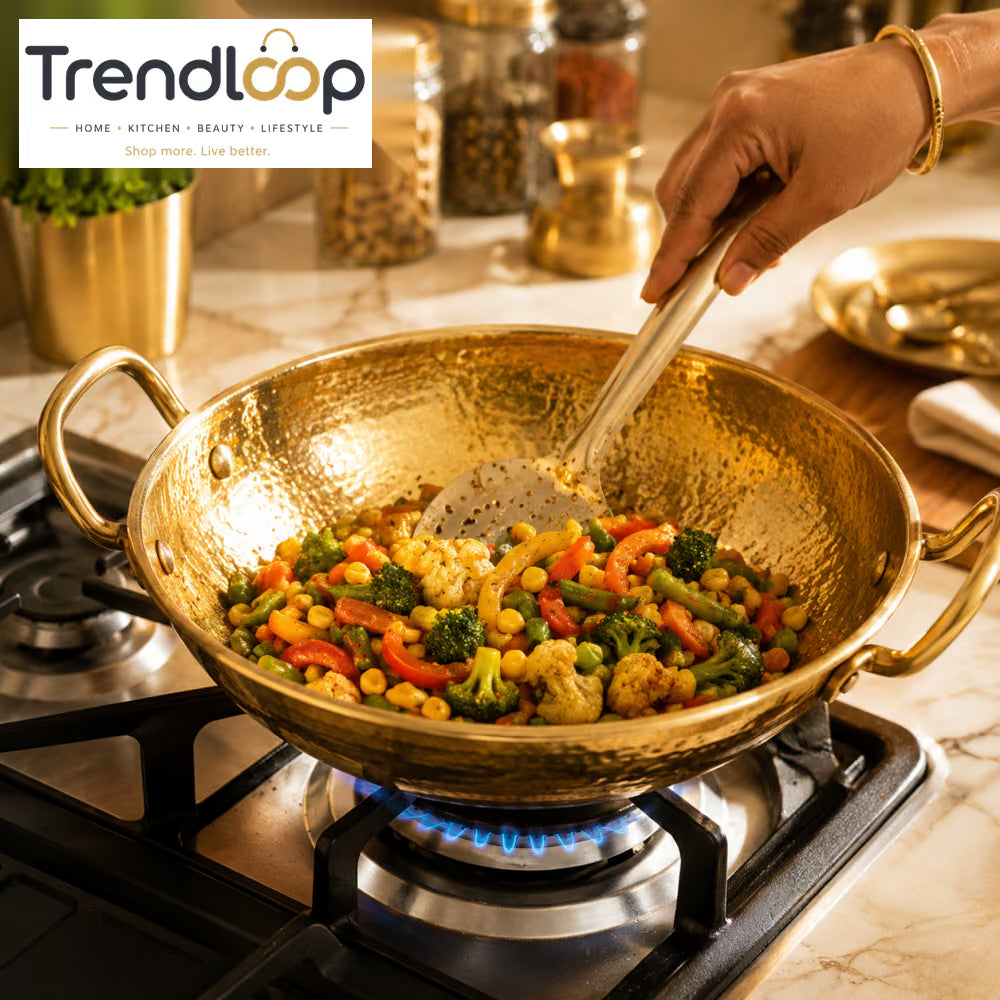 GOLDLUXA HAMMERED STAINLESS STEEL KADAI WOK