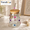 GLASSIUM BUTTERFLY GLASS STRAW MUG WITH STRAW 450ML