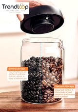 VACUUM GLASS STORAGE JAR – AIRTIGHT COFFEE & FOOD CONTAINER
