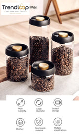 VACUUM GLASS STORAGE JAR – AIRTIGHT COFFEE & FOOD CONTAINER