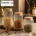 LUXURY CRYSTAL TEXTURE GLASS STORAGE JAR SET