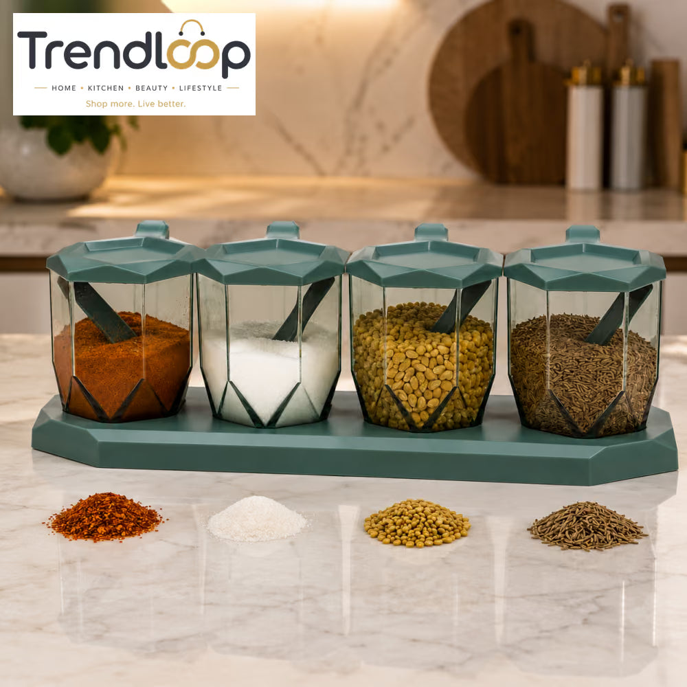 ROYAL 4 GRID SEASONING CONTAINER SET WITH SPOONS