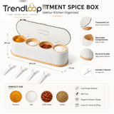 MODERN 4 COMPARTMENT SPICE STORAGE BOX WITH SPOONS