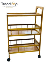 ROYAL SERVE 3-TIER WASHABLE WOODEN TEA TROLLEY