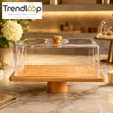 RECTANGLE CAKE STAND WITH ACRYLIC DOME