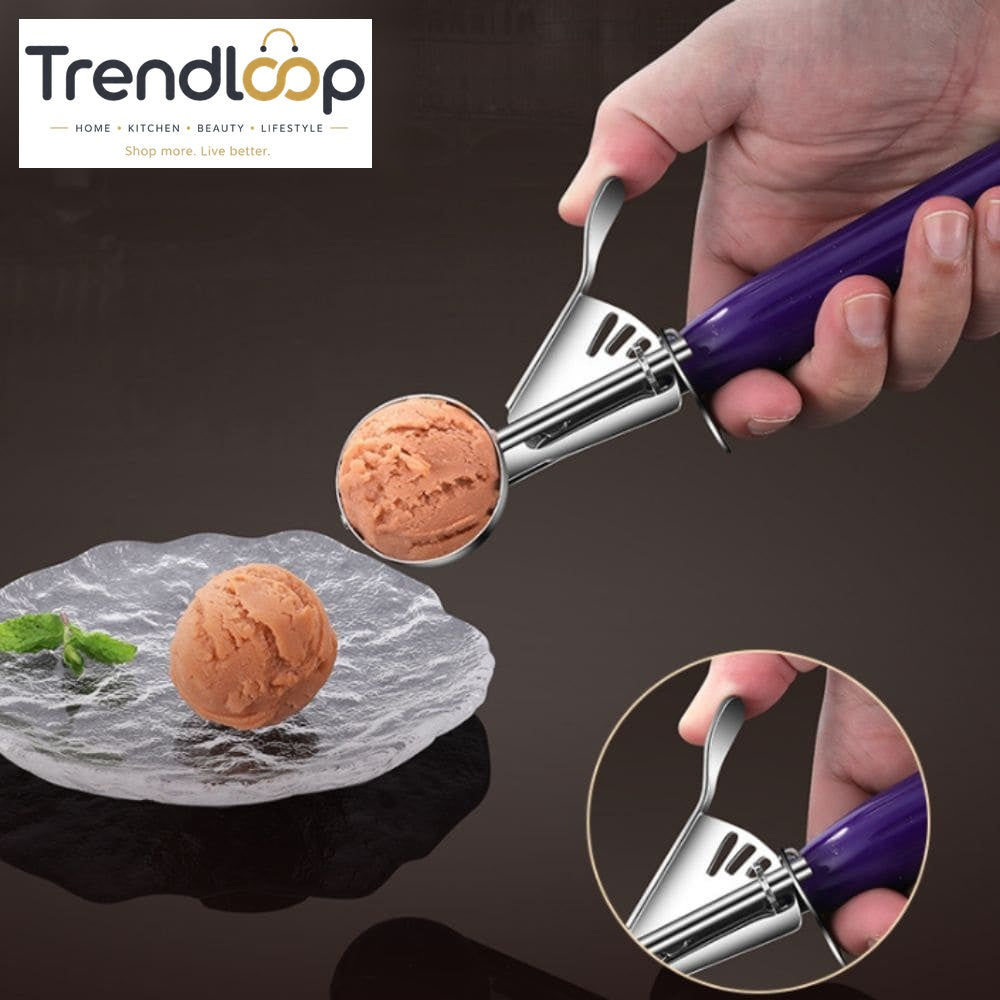 HIGH-QUALITY STAINLESS STEEL ICE CREAM SCOOP WITH PRESSURE RELEASE HANDLE