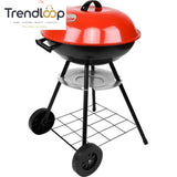 22 INCH BBQ CHARCOAL KETTLE GRILL WITH LID & WHEELS