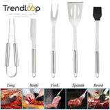 5 PIECE STAINLESS STEEL BBQ GRILL TOOL SET WITH CARRY BAG