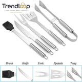 5 PIECE STAINLESS STEEL BBQ GRILL TOOL SET WITH CARRY BAG
