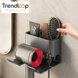 MULTIFUNCTIONAL WALL MOUNT HAIR DRYER & BATHROOM ORGANIZER