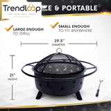 ROUND BONFIRE BBQ FIREPIT WOOD BURNING OUTDOOR GRILL PATIO BACKYARD CAMPING