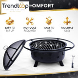 ROUND BONFIRE BBQ FIREPIT WOOD BURNING OUTDOOR GRILL PATIO BACKYARD CAMPING