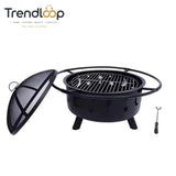 ROUND BONFIRE BBQ FIREPIT WOOD BURNING OUTDOOR GRILL PATIO BACKYARD CAMPING