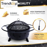 ROUND BONFIRE BBQ FIREPIT WOOD BURNING OUTDOOR GRILL PATIO BACKYARD CAMPING