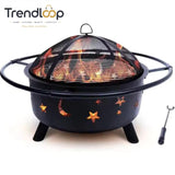 ROUND BONFIRE BBQ FIREPIT WOOD BURNING OUTDOOR GRILL PATIO BACKYARD CAMPING
