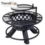 OUTDOOR FIREPIT BBQ GRILL WITH ROTATING COOKING GRATE
